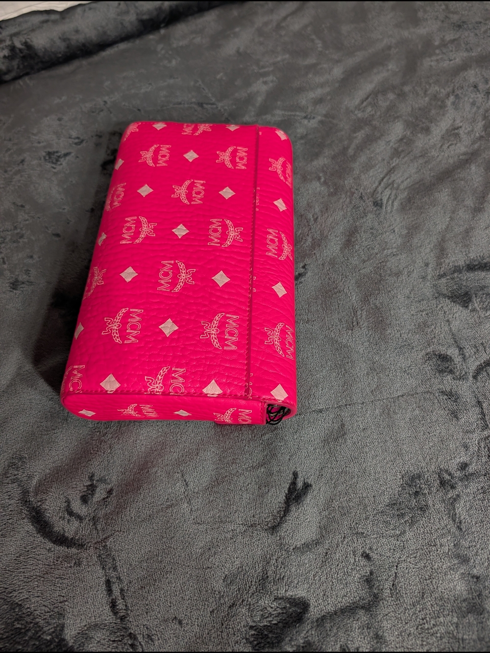 MCM Pink Logo Leather Clutch, Millie Sm Crossbody In Neon Pink & Silver Hardware - Picture 4 of 12